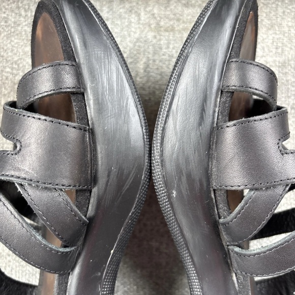 Dansko Lolita Sandal Leather Womens 11 Black Slingback Strappy Rocker Block Heel - Picture 8 of 11